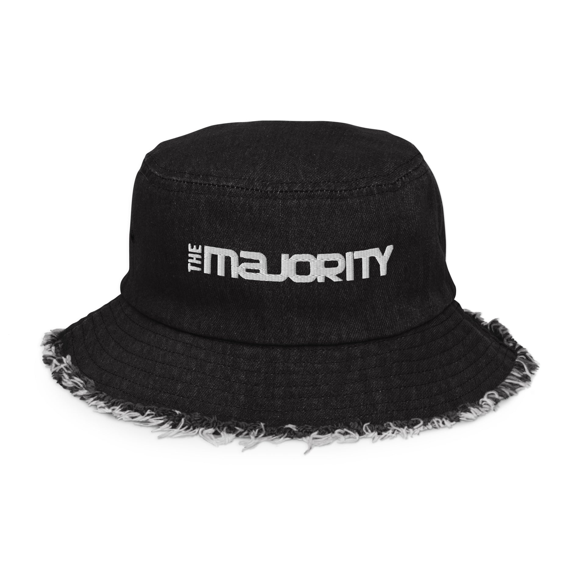 TM Logo - Distressed denim bucket hat – The Majority Clothing Co.
